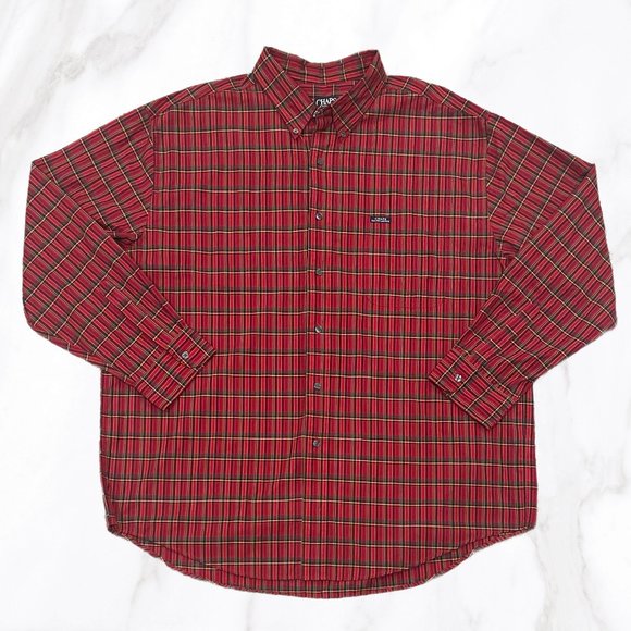 Chaps Ralph Lauren Other - Vintage Chaps Ralph Lauren Men's Red Plaid Button Down Dress Shirt, Size‎ XXL